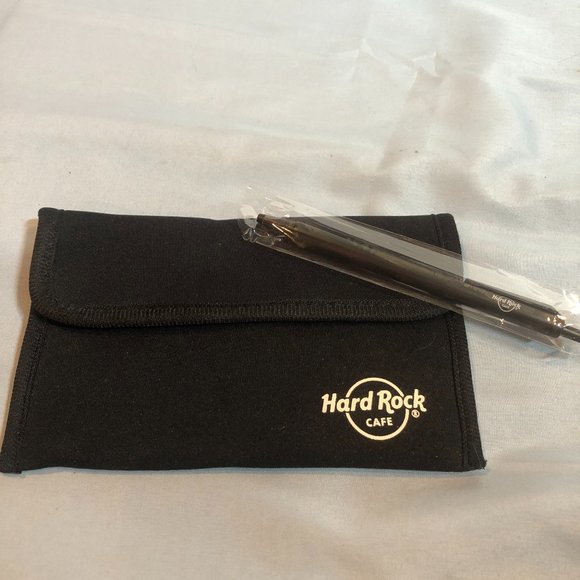 NEW HARD ROCK CAFE Black Neoprene Pouch w Bonus Hard Rock Pen #F57 - Picture 1 of 6